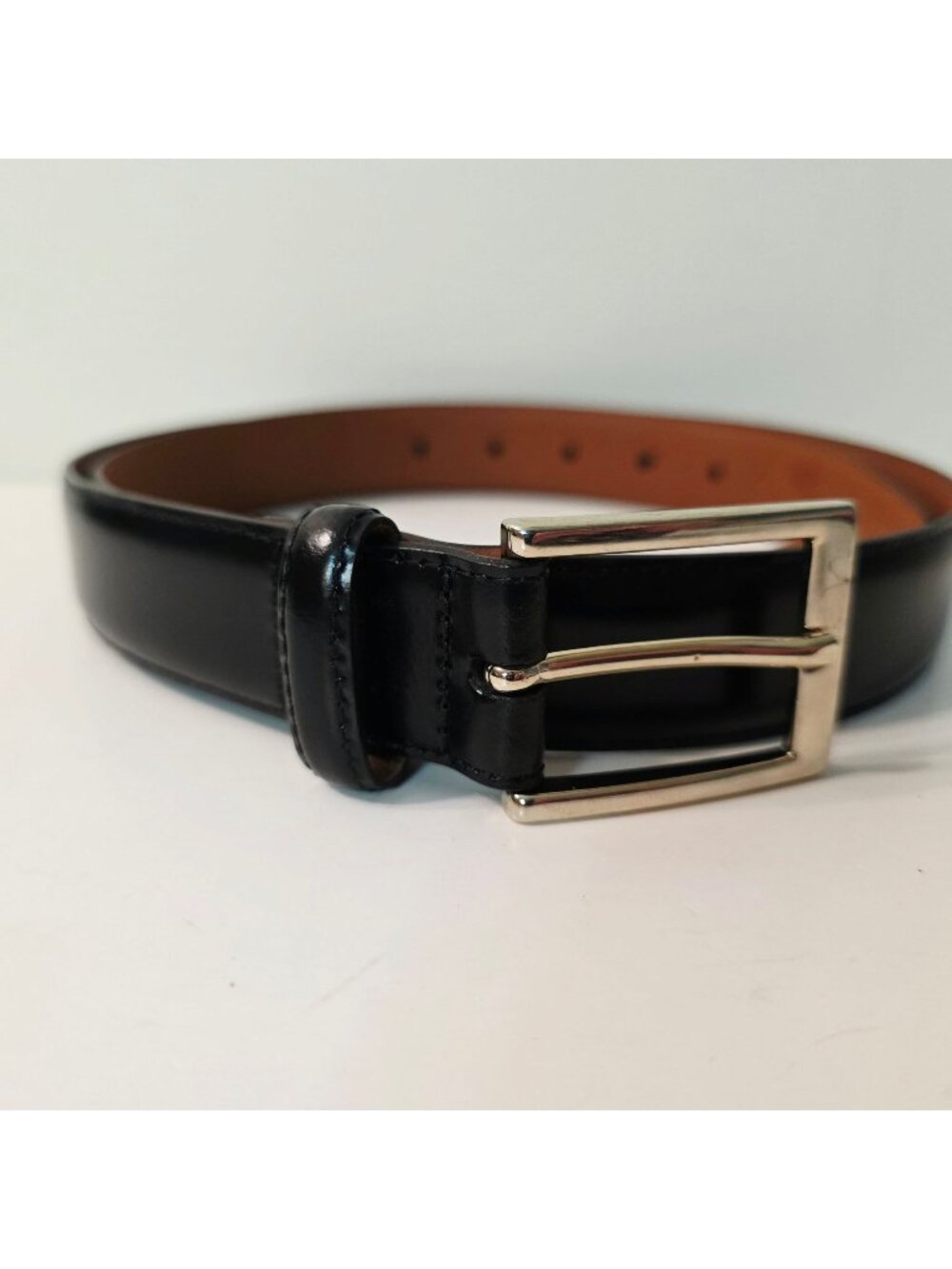 Brooks Brothers Black Leather Dress Belt Sz 36 Brass Buckle Made In Italy